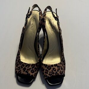 Tahari Leopard-Print Slingback Peep-Toe Heels - Black & Brown
